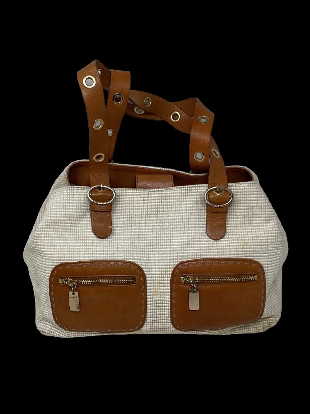 vintage canvas and leather top-handle handbag by Sigrid Olsen